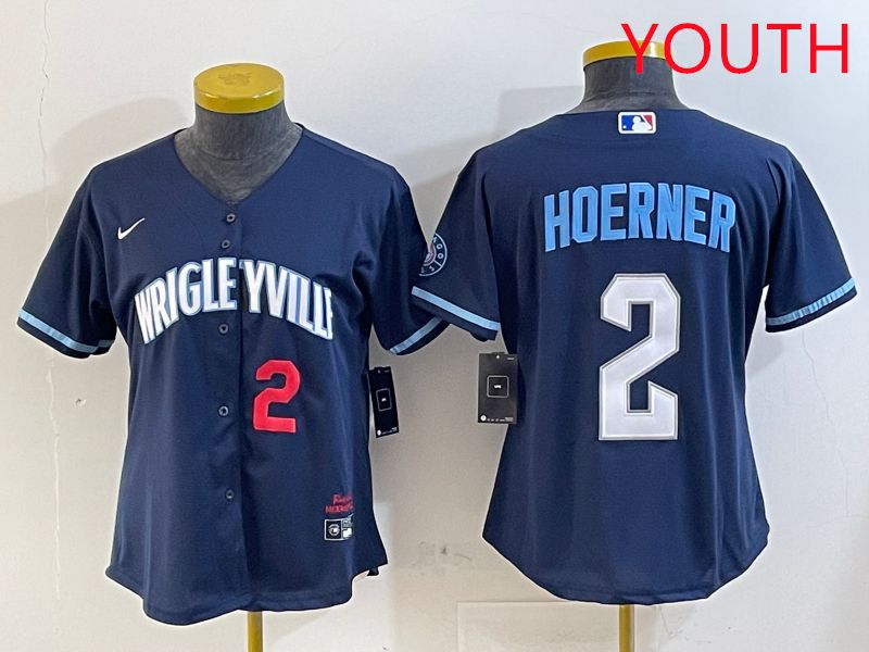 Youth Chicago Cubs 2 Hoerner Blue City Edition Game 2025 Nike MLB Jersey style 3